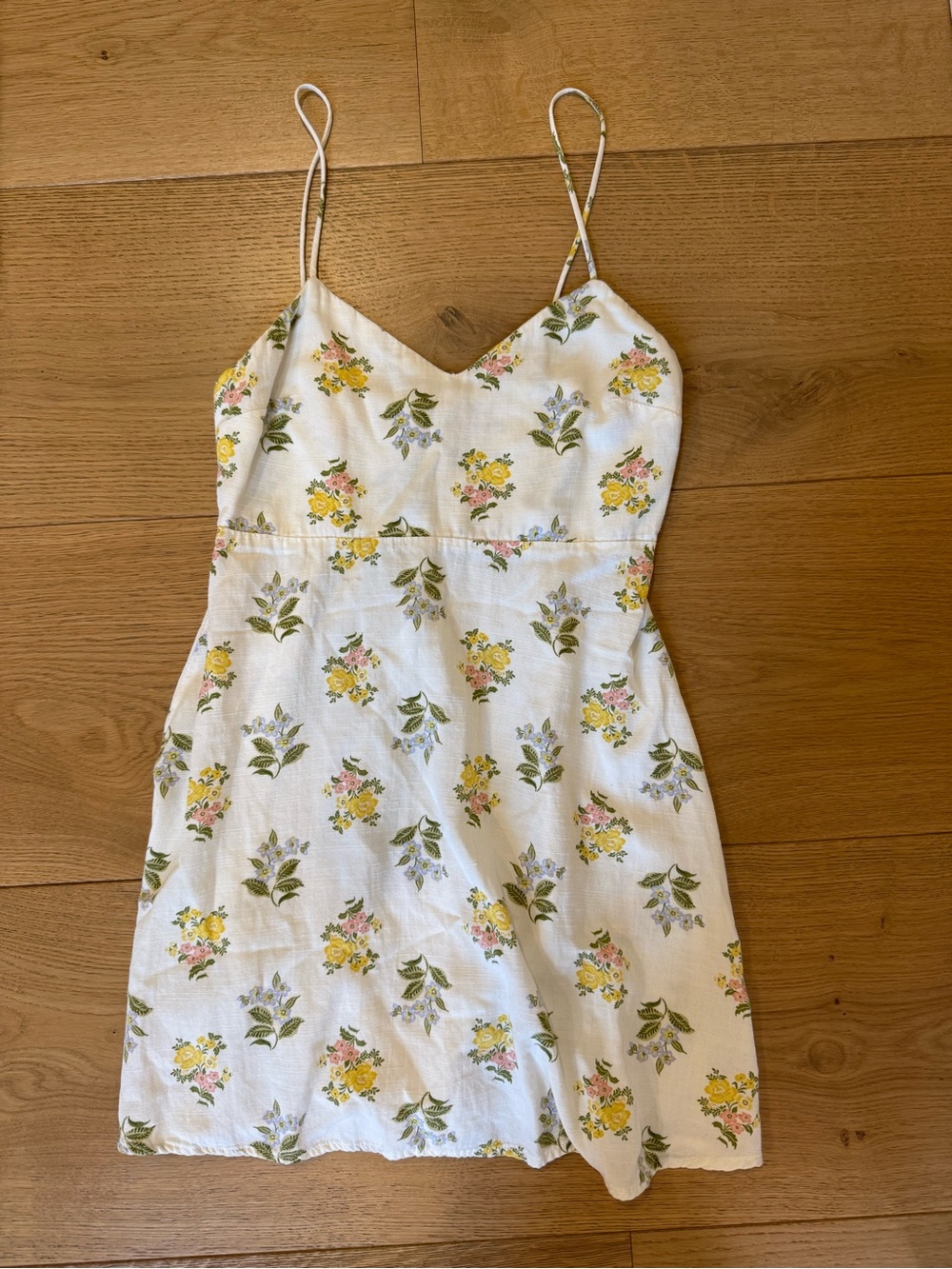 Zara Floral White & Yellow Spaghetti-Strap Summer Dress
